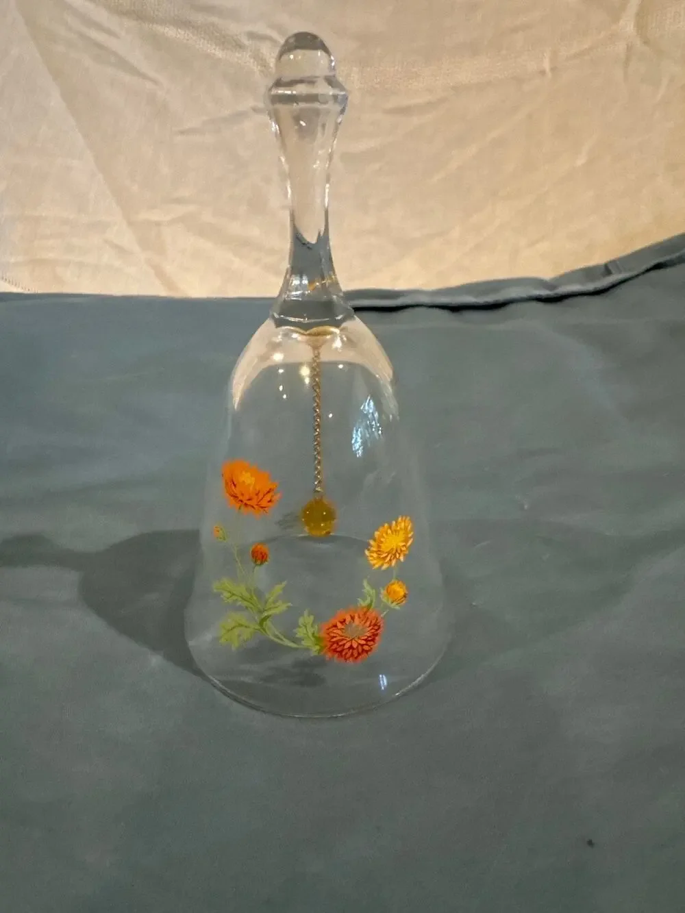 Vintage Avon November Birthday Bell 24% Lead Crystal Topaz Chrysanthemum